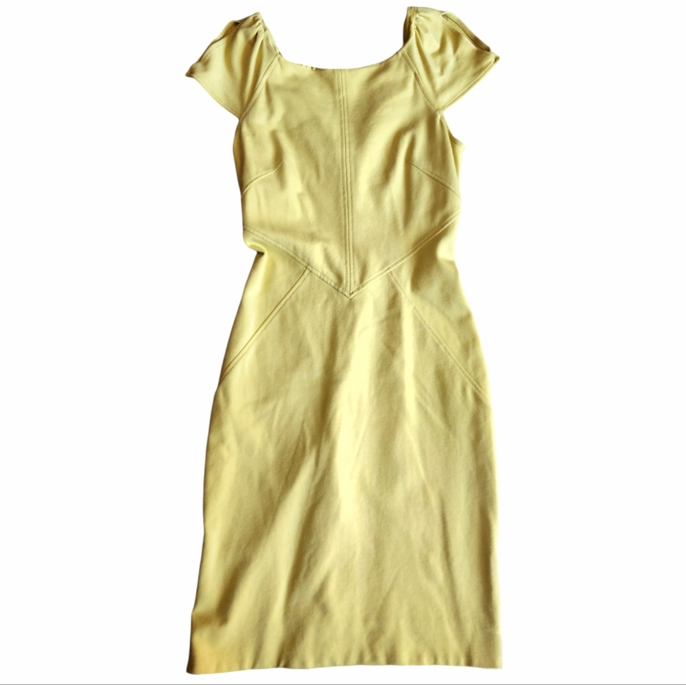 DVF Diane von Furstenberg Helen cap sleeve sheath Buttery Yellow Sz 6 $365